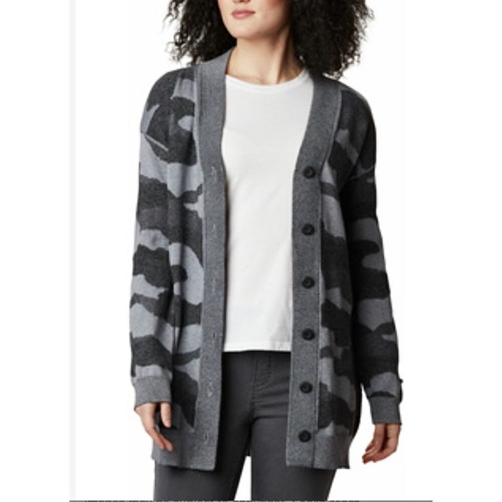 Columbia Firwood‎ Gray Camouflage Cardigan Sweater LARGE Urban Country SALE
